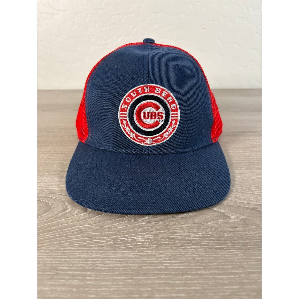 South bend Cubs AAA MLB‎ Promotional Blue Red Men's Trucker Snapback Hat- EUC